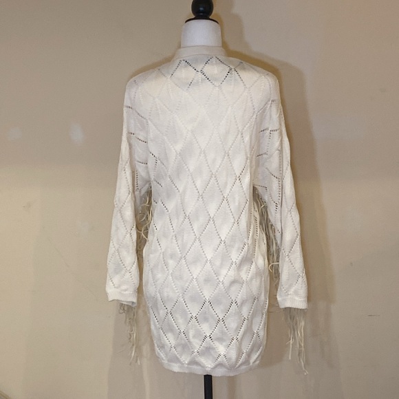 SELECTED | Size S | Knit cardigan with fringe | color Jet stream (light cream) - Picture 3 of 12